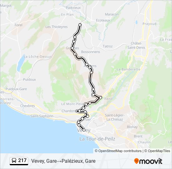 Plan de la ligne 217 de bus