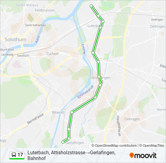 Plan de la ligne 17 de bus