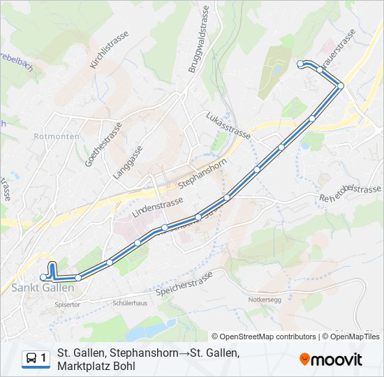 Plan de la ligne 1 de bus