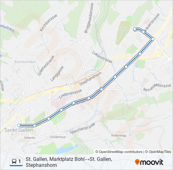 Plan de la ligne 1 de bus