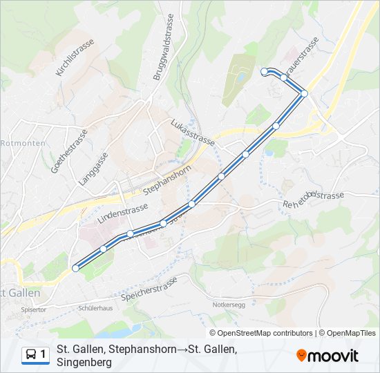 Plan de la ligne 1 de bus