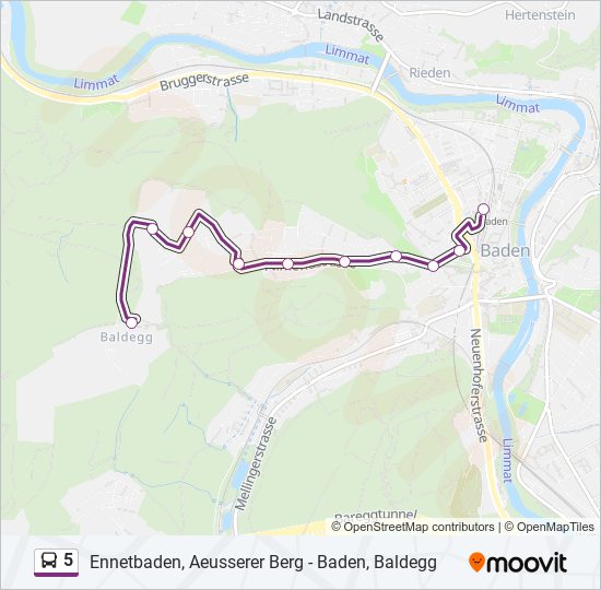 Plan de la ligne 5 de bus