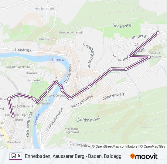 Plan de la ligne 5 de bus