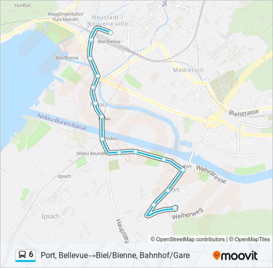 Plan de la ligne 6 de bus