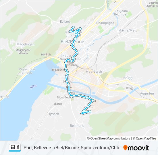 Plan de la ligne 6 de bus