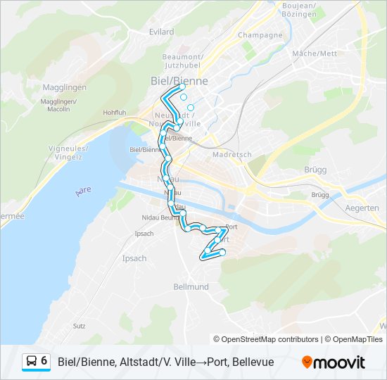 Plan de la ligne 6 de bus