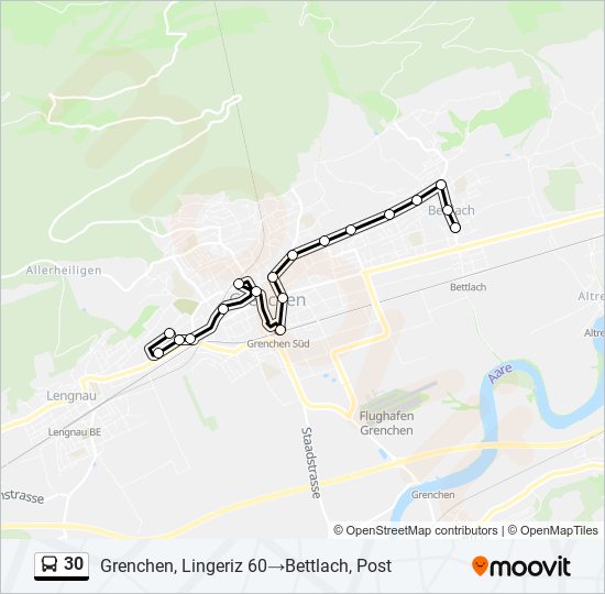 Plan de la ligne 30 de bus