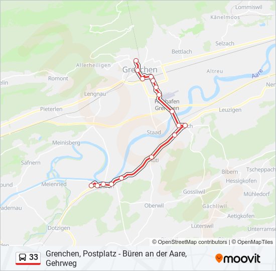 Plan de la ligne 33 de bus