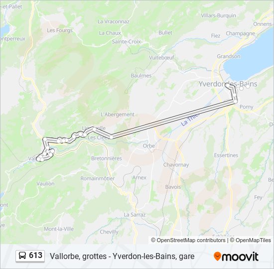 Plan de la ligne 613 de bus