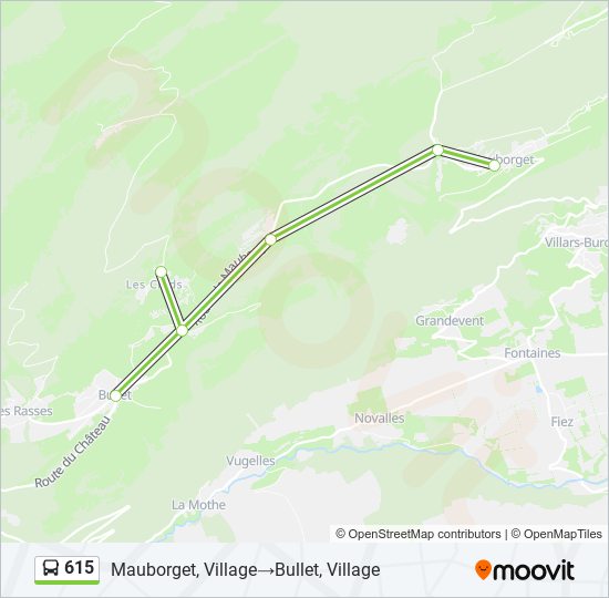 Plan de la ligne 615 de bus