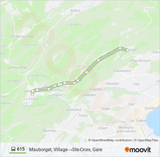 Plan de la ligne 615 de bus