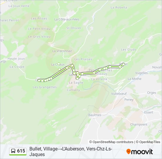 Plan de la ligne 615 de bus