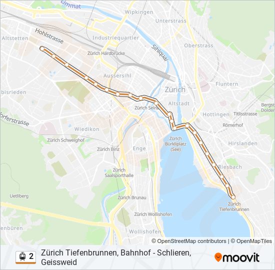 Plan de la ligne 2 de tram