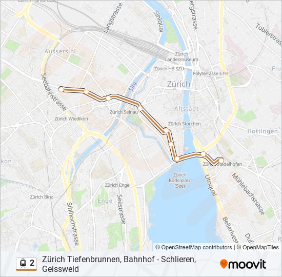 Plan de la ligne 2 de tram