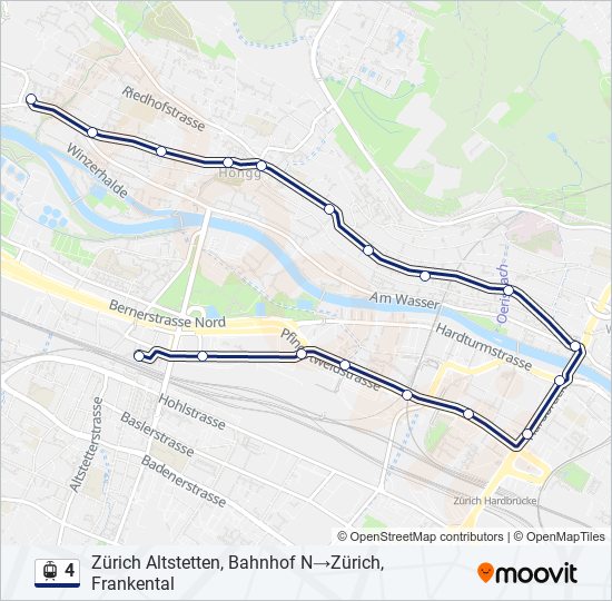 Plan de la ligne 4 de tram