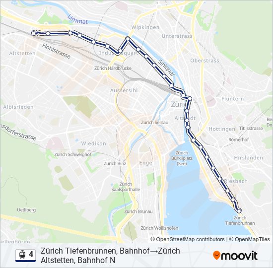 Plan de la ligne 4 de tram