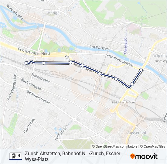 Plan de la ligne 4 de tram