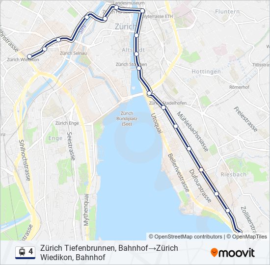 Plan de la ligne 4 de tram