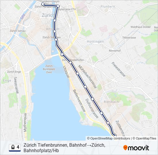 Plan de la ligne 4 de tram