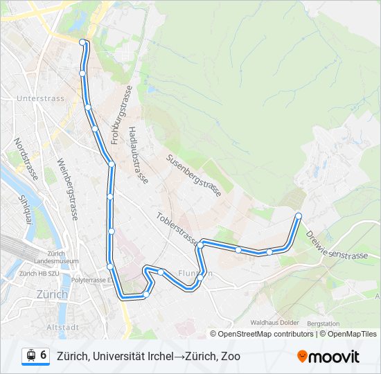 Plan de la ligne 6 de tram