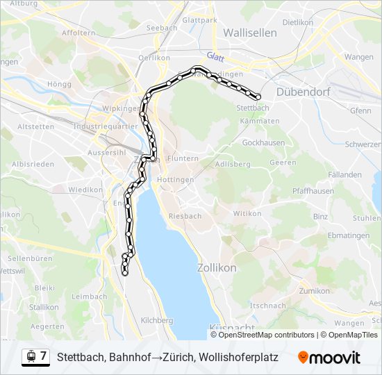 Plan de la ligne 7 de tram