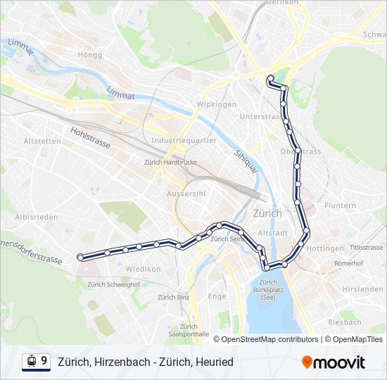 Plan de la ligne 9 de tram