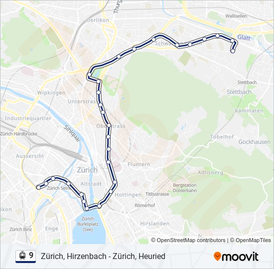 Plan de la ligne 9 de tram