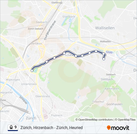 Plan de la ligne 9 de tram