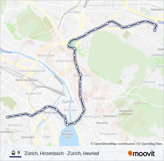 Plan de la ligne 9 de tram