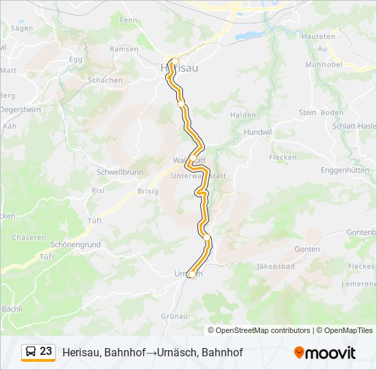 Plan de la ligne 23 de bus