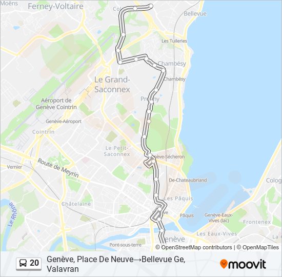 Plan de la ligne 20 de bus
