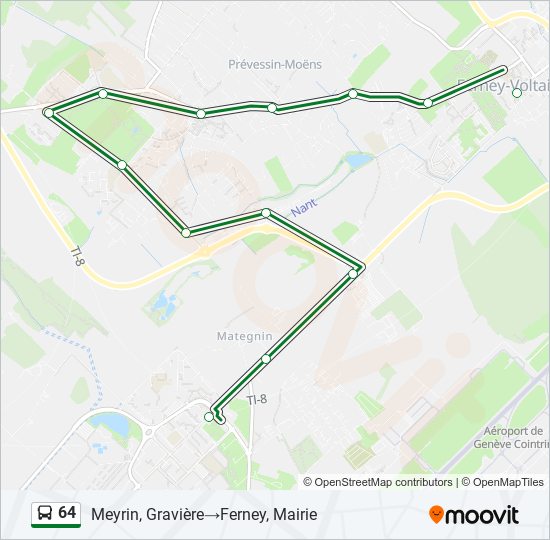 Plan de la ligne 64 de bus