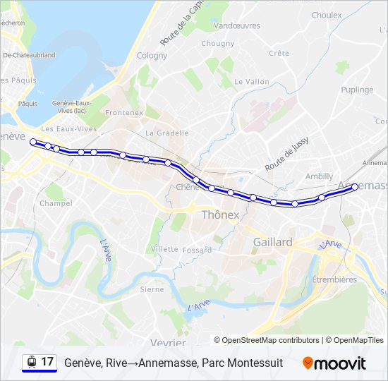 Plan de la ligne 17 de tram