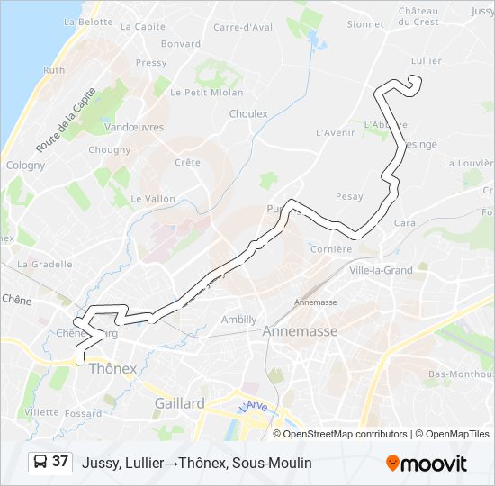 Plan de la ligne 37 de bus