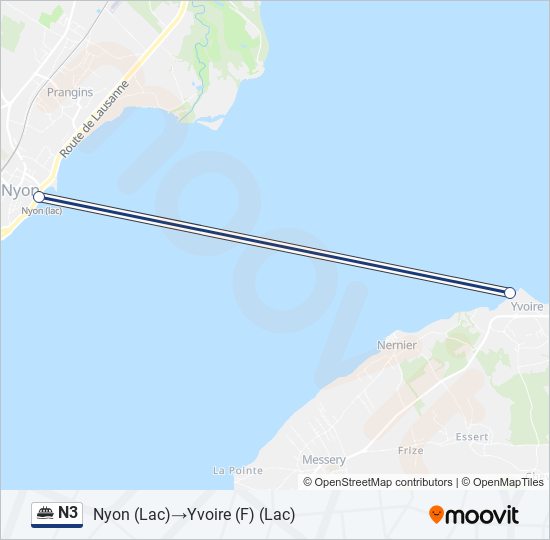 Plan de la ligne N3 de ferry