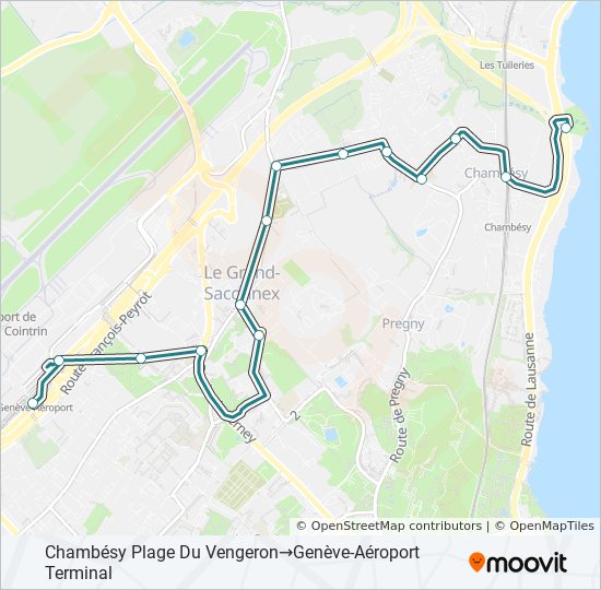 59 Itinéraire Horaires, Arrêts & Plan  Chambésy Plage Du Vengeron‎→