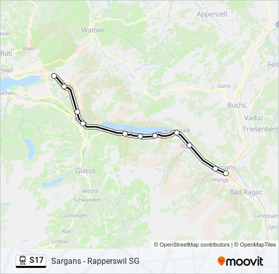 Plan de la ligne S17 de train