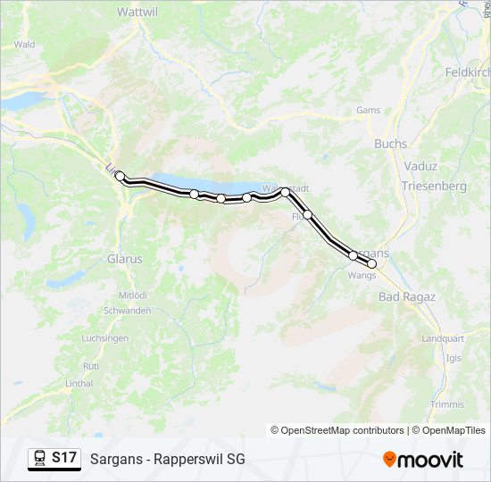 Plan de la ligne S17 de train