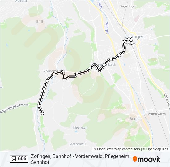 Plan de la ligne 606 de bus