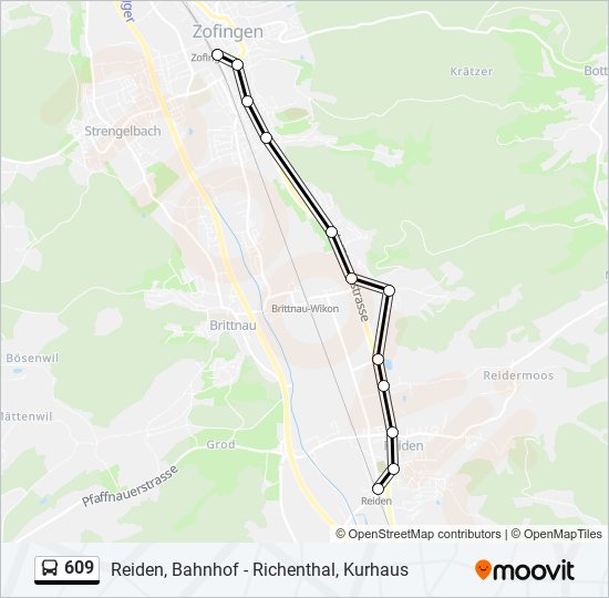 Plan de la ligne 609 de bus