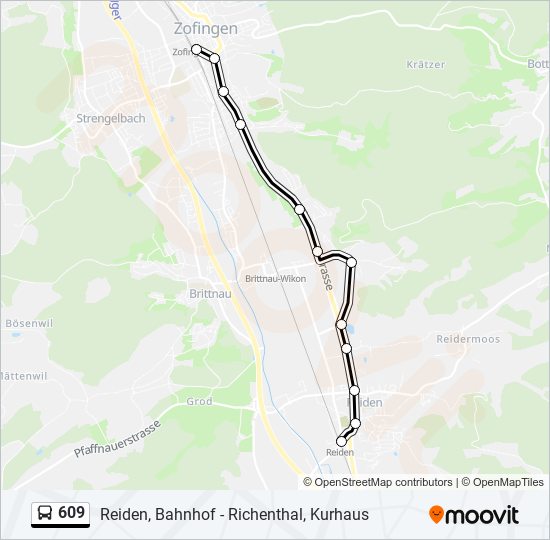 Plan de la ligne 609 de bus