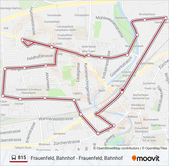 Plan de la ligne 815 de bus