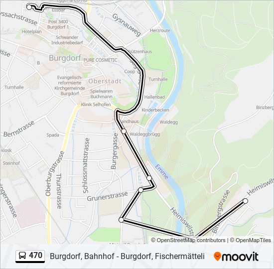 Plan de la ligne 470 de bus