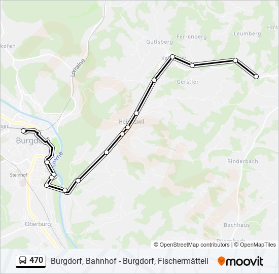 Plan de la ligne 470 de bus