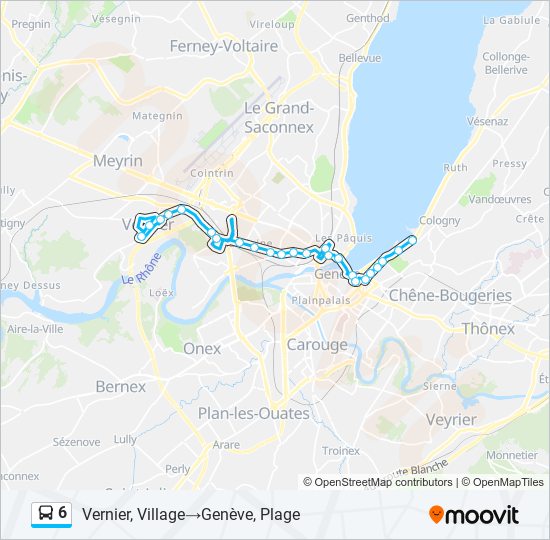 Plan de la ligne 6 de bus