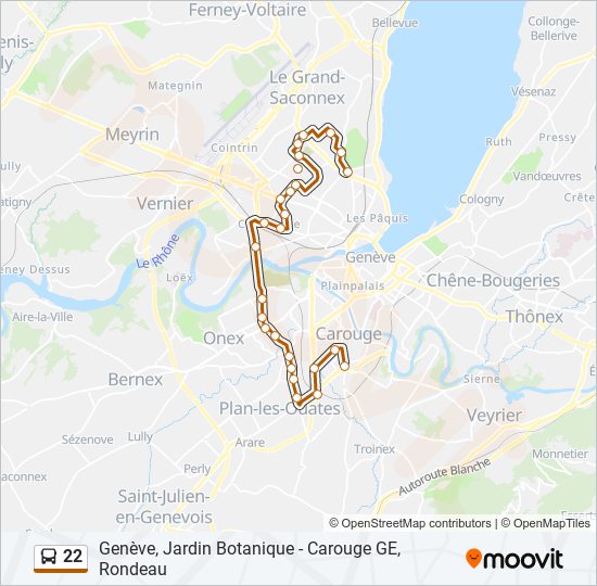 Plan de la ligne 22 de bus
