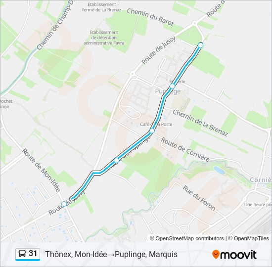 Plan de la ligne 31 de bus