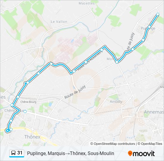 Plan de la ligne 31 de bus