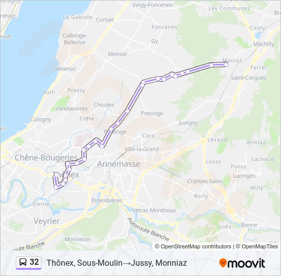 Plan de la ligne 32 de bus