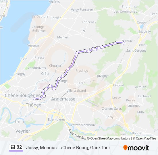 Plan de la ligne 32 de bus